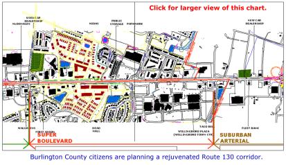 Map of the rejuvenated Route 130 Corridor