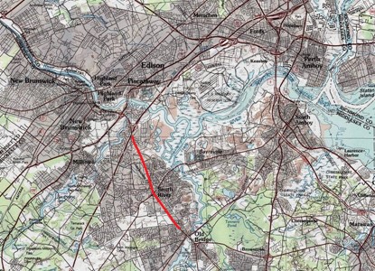 Route 18 East Brunswick project corridor location map