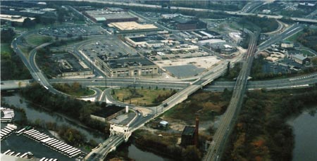 This aerial photos shows the Camden Central Gateway project area.