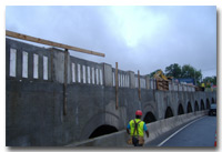 This view is of the newly built parapet that separates the lower and upper roadways of the 12th Street Viaduct photo.