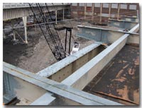 Crews work on structural steel repairs during Stage 5 for the 12th Street Viaduct photo.