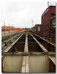 Crews remove the deck during Stage 5 for the 12th Street Viaduct photo.