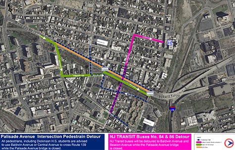 NJ TRANSIT bus detour map graphic