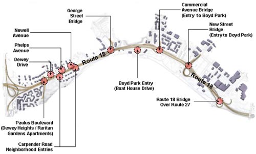 route 18 existing conditions map