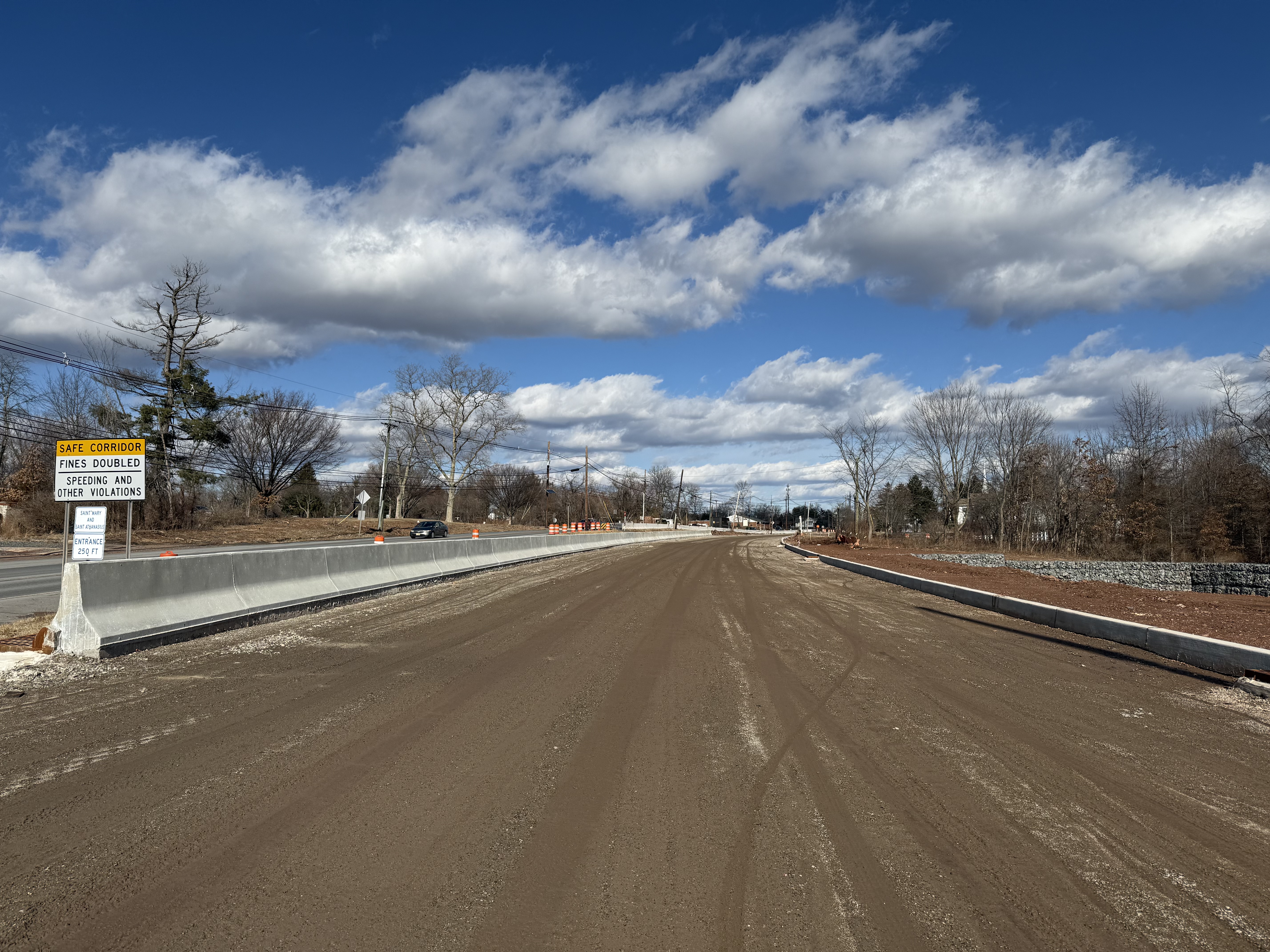 Northern view of new median barrier